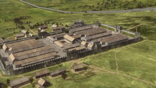 Reconstruction illustration of Magna in its prime as a bustling fort and town.