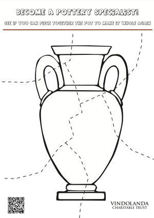 Colour in this Roman pot then cut it up along the lines and see if you can piece it back together.