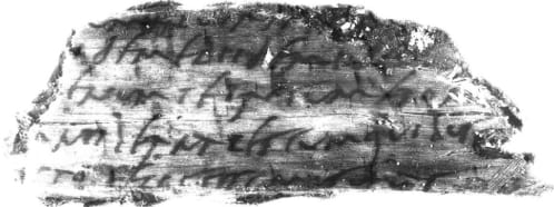 Photograph of writing tablet no. 346 with evidence of latin cursive script.